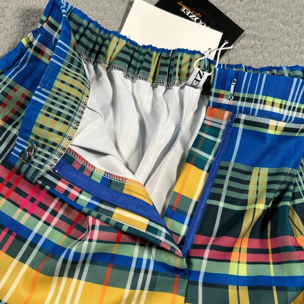 Uoozee Pants Womens 26x28.5 Multicolor Plaid Pleated High Rise Wide Leg Casual - Picture 3 of 9